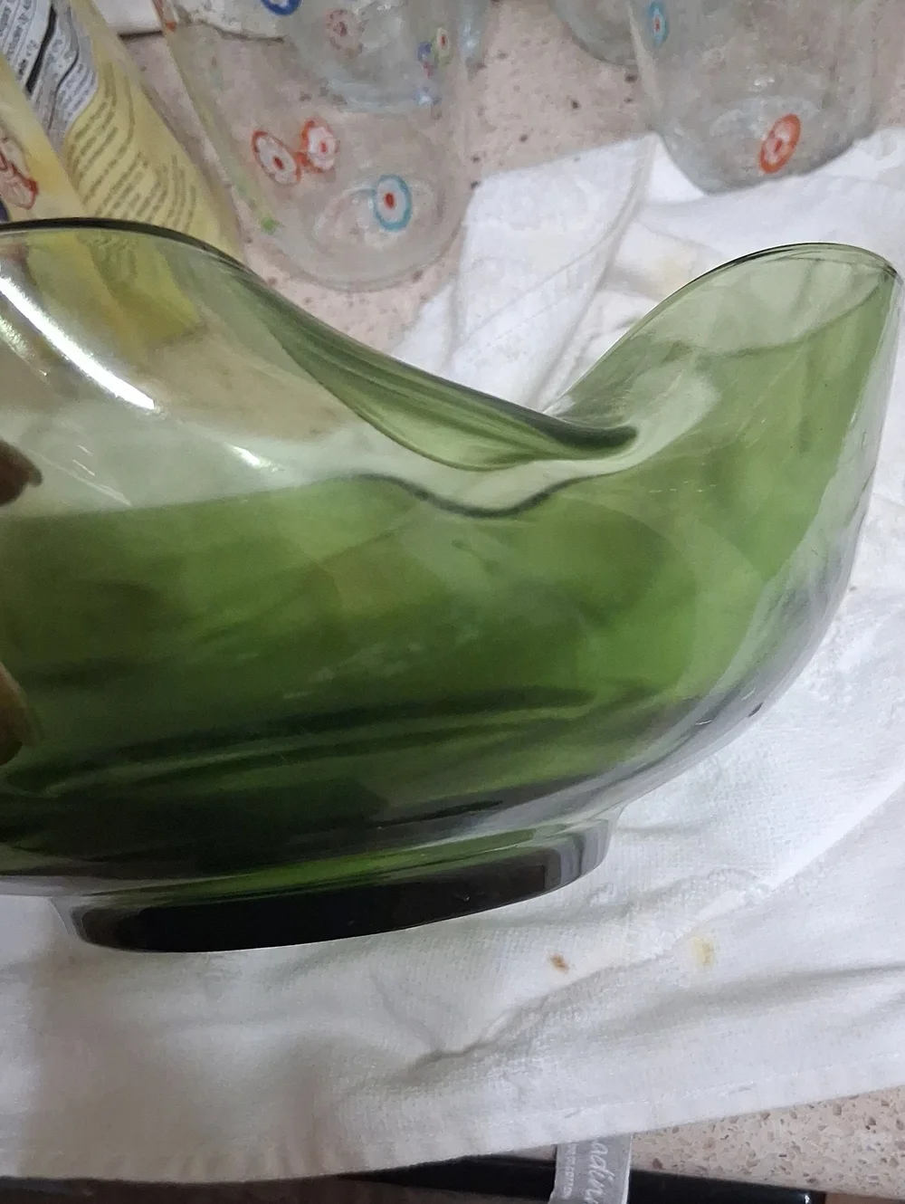 Vtg 1970 Anchor Hocking Avocado Green Dip Bowl